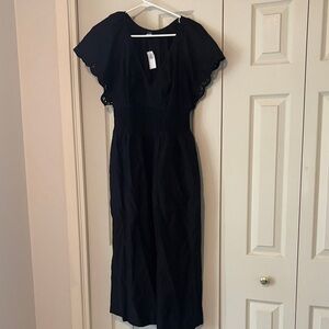 Old Navy Black Midi Dress with Flutter Sleeves
